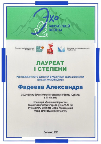 Республиканский конкурс в различных видах искусства "Эхо афганской войны"